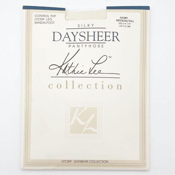 NWT Vintage Kathie Lee Daysheer Control Top Sandalfoot Hose Ivory Sz Medium Tall - Picture 9 of 9